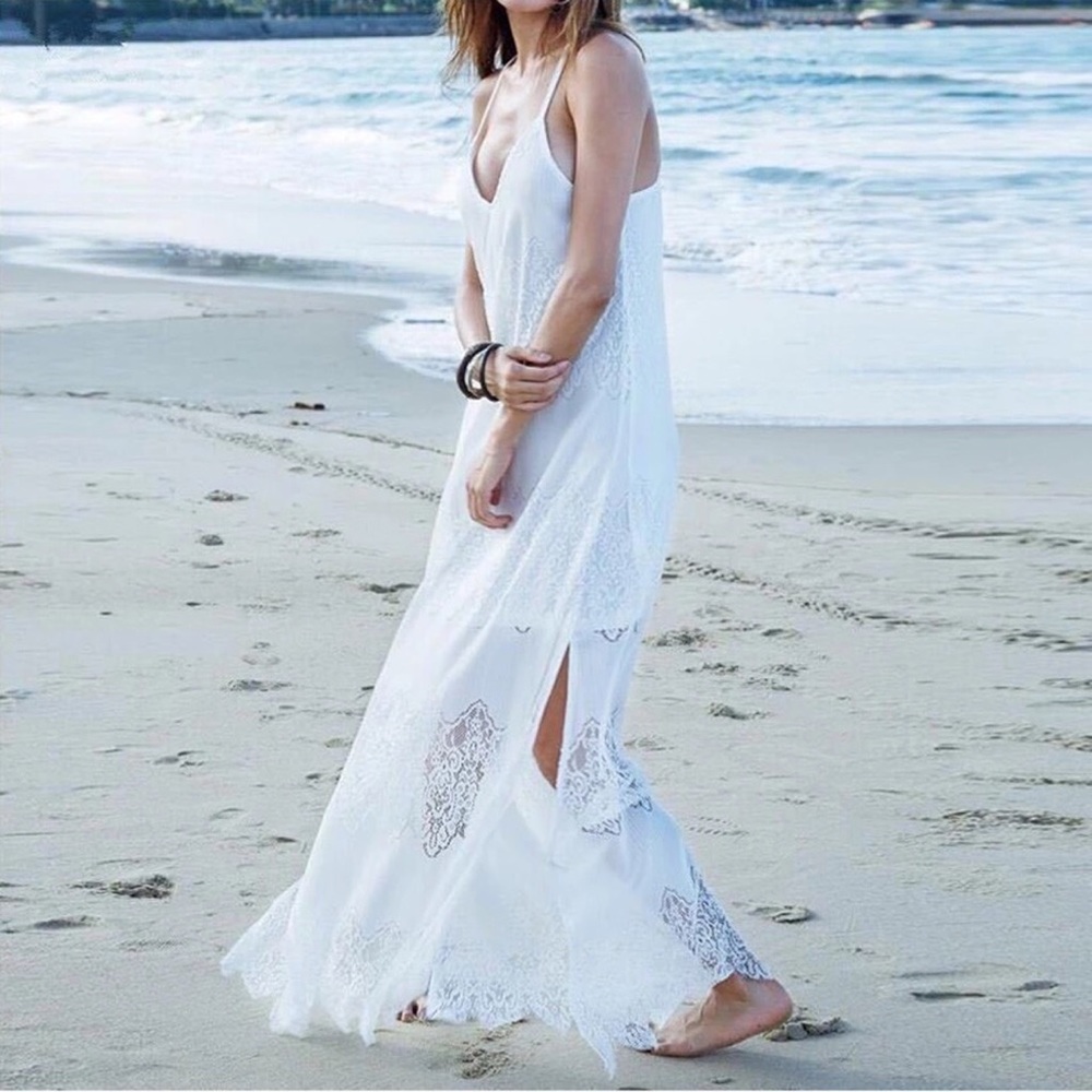 Floral Crochet Lace Racerback Maxi Dress - Picture 2 of 5